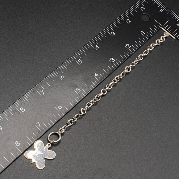 Butterfly Initial "T" Silver Tone Link Toggle Bracelet - Picture 3 of 6